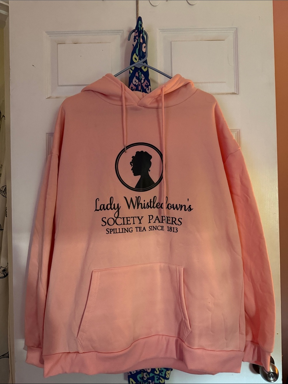 SHEIN Pink Lady Whistledown Society Papers Graphic Hoodie
